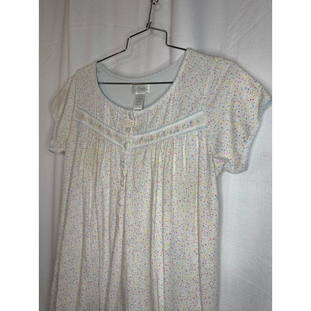407. Aria Floral Ditsy Print Short Sleeve Nightgown House Dress Size Small - Picture 4 of 7